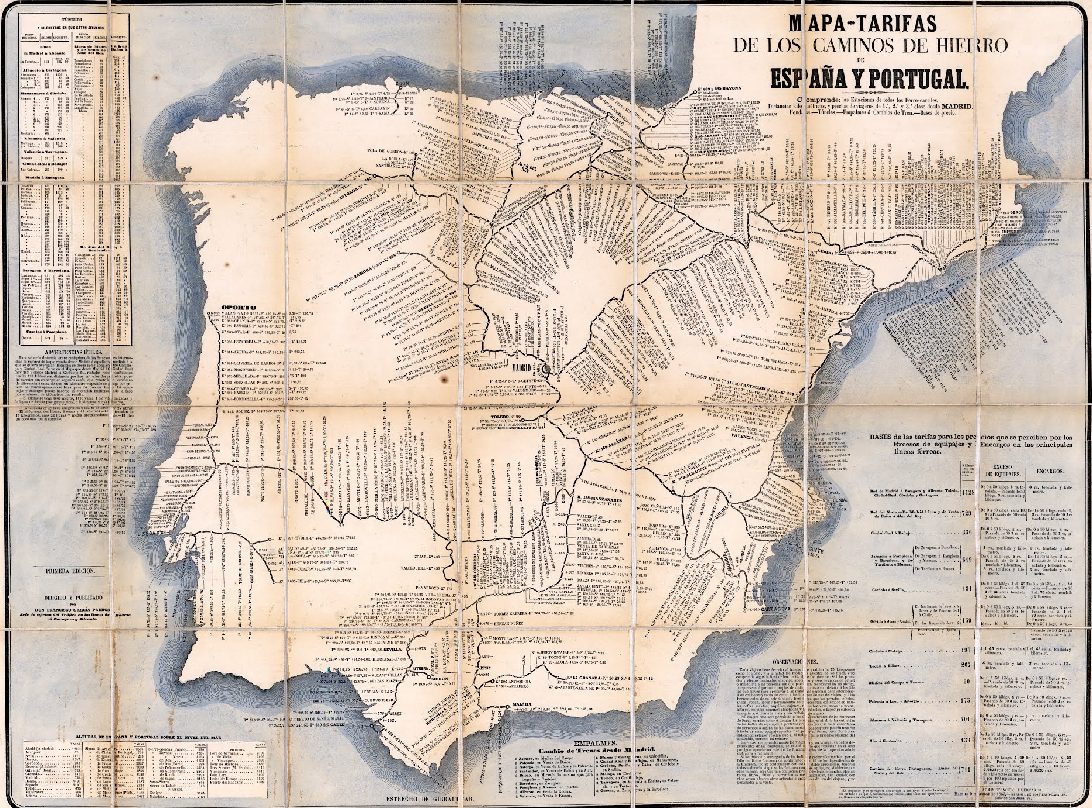 Mapa ferroviario de la Península Ibérica en 1867