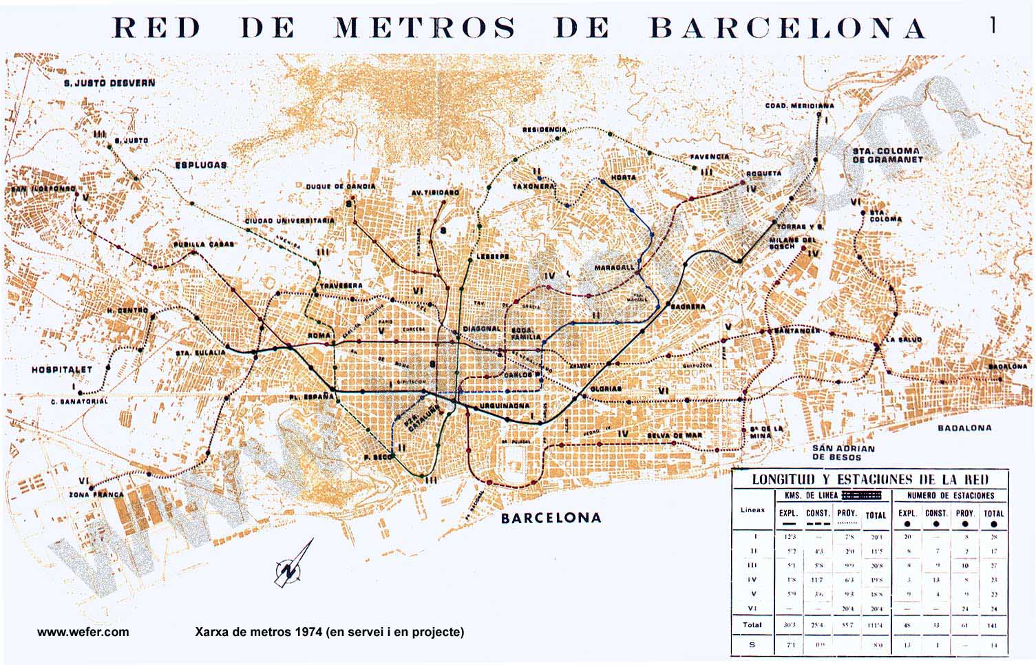 Plan de metros de Barcelona de 1974